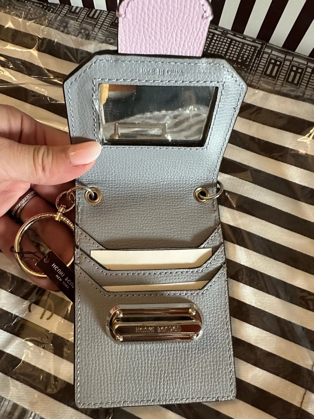 Henri Bendel Bandana Card Case Holder, Light Pink New with Tags
